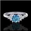 Image 2 : 0.75 ctw Fancy Intense Blue Diamond Ring 18K White Gold - REF-89M3F - SKU:37586