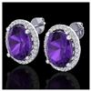 5 ctw Amethyst & VS/SI Diamond Earrings 18K White Gold - REF-76F4N - SKU:21042
