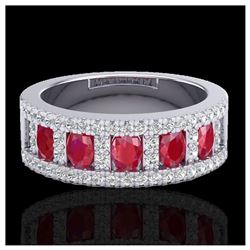 2.34 ctw Ruby & VS/SI Diamond Ring 10K White Gold - REF-70W9H - SKU:20826