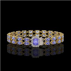 16.08 ctw Tanzanite & Diamond Bracelet 14K Yellow Gold - REF-214Y2X - SKU:45718