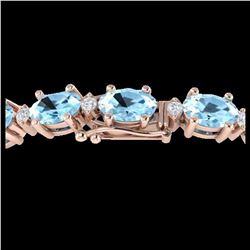 15.9 ctw Aquamarine & VS/SI Diamond Eternity Bracelet 10K Rose Gold - REF-161K8W - SKU:29361