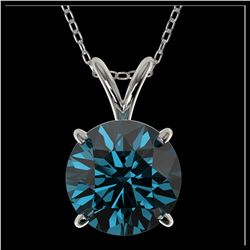 2 ctw Intense Blue Diamond Solitaire Necklace 10K White Gold - REF-343K2W - SKU:33236
