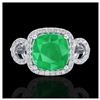 3.15 ctw Emerald & VS/SI Diamond Ring 18K White Gold - REF-70W9H - SKU:23001