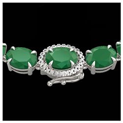 92 ctw Emerald & VS/SI Diamond Necklace 14K White Gold - REF-618M2F - SKU:23458