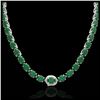 Image 2 : 92 ctw Emerald & VS/SI Diamond Necklace 14K White Gold - REF-618M2F - SKU:23458