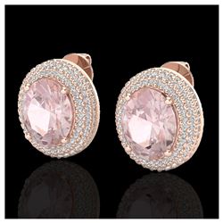 9 ctw Morganite & VS/SI Diamond Earrings 14K Rose Gold - REF-273R5K - SKU:20228