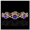Image 1 : 30 ctw Amethyst & VS/SI Diamond Bracelet 14K Yellow Gold - REF-368M9F - SKU:23017