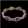Image 2 : 30 ctw Amethyst & VS/SI Diamond Bracelet 14K Yellow Gold - REF-368M9F - SKU:23017
