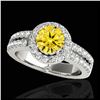 Image 1 : 1.50 ctw SI/I Fancy Intense Yellow Diamond Ring 10K White Gold - REF-218A2V - SKU:33996