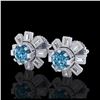 1.77 ctw Fancy Intense Blue Diamond Art Deco Earrings 18K White Gold - REF-177X3R - SKU:37866