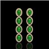 6.44 ctw Jade & Diamond Halo Earrings 10K Yellow Gold - REF-103R6K - SKU:46009