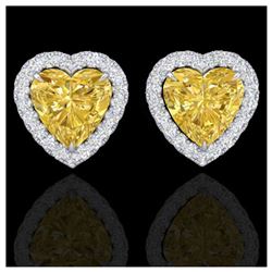 2 ctw Citrine & VS/SI Diamond Earrings Heart 14K White Gold - REF-49F3N - SKU:21202