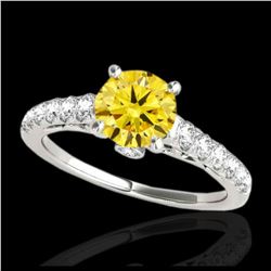 1.75 ctw SI/I Fancy Intense Yellow Diamond Ring 10K White Gold - REF-231V8Y - SKU:34995