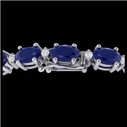 23.5 ctw Sapphire & VS/SI Diamond Eternity Bracelet 10K White Gold - REF-143W6H - SKU:29377