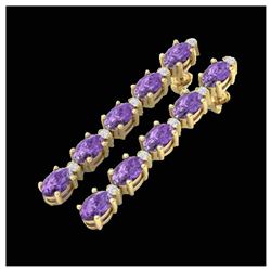 6 ctw Amethyst & VS/SI Diamond Tennis Earrings 10K Yellow Gold - REF-39K3W - SKU:21510