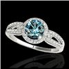 1.25 ctw SI Fancy Blue Diamond Halo Ring 10K White Gold - REF-121R4K - SKU:34092