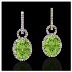6 ctw Peridot & Halo VS/SI Diamond Earrings 14K Yellow Gold - REF-104V4Y - SKU:22742