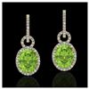 6 ctw Peridot & Halo VS/SI Diamond Earrings 14K Yellow Gold - REF-104V4Y - SKU:22742
