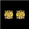 Image 1 : 1.08 ctw Intense Yellow Diamond Stud Earrings 10K Rose Gold - REF-116R3K - SKU:36598