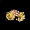 Image 3 : 1.08 ctw Intense Yellow Diamond Stud Earrings 10K Rose Gold - REF-116R3K - SKU:36598
