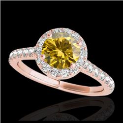 1.40 ctw SI/I Fancy Intense Yellow Diamond Ring 10K Rose Gold - REF-156F8N - SKU:33588