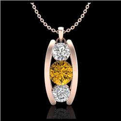 1.07 ctw Intense Fancy Yellow Diamond Art Deco Necklace 18K Rose Gold - REF-136V4Y - SKU:37778