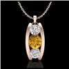 1.07 ctw Intense Fancy Yellow Diamond Art Deco Necklace 18K Rose Gold - REF-136V4Y - SKU:37778