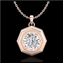 0.75 ctw VS/SI Diamond Solitaire Art Deco Stud Necklace 18K Rose Gold - REF-180A2V - SKU:37098
