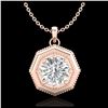 0.75 ctw VS/SI Diamond Solitaire Art Deco Stud Necklace 18K Rose Gold - REF-180A2V - SKU:37098