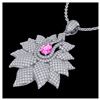 3 ctw Pink Sapphire & VS/SI Diamond Necklace 18K White Gold - REF-290A9V - SKU:22567