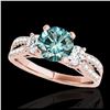 1.50 ctw SI Fancy Blue Diamond 3 Stone Ring 10K Rose Gold - REF-129W5H - SKU:35409