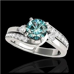 1.75 ctw SI Fancy Blue Diamond Bypass Ring 10K White Gold - REF-190A9V - SKU:35099
