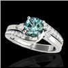 1.75 ctw SI Fancy Blue Diamond Bypass Ring 10K White Gold - REF-190A9V - SKU:35099
