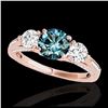 Image 1 : 1.75 ctw SI Fancy Blue Diamond 3 Stone Ring 10K Rose Gold - REF-156W8H - SKU:35355