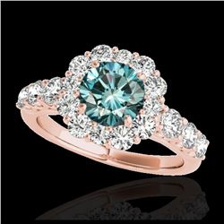 2.25 ctw SI Fancy Blue Diamond Halo Ring 10K Rose Gold - REF-177A3V - SKU:33388