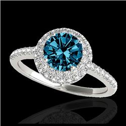 2.15 ctw SI Fancy Blue Diamond Halo Ring 10K White Gold - REF-231V8Y - SKU:33684