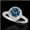 2.15 ctw SI Fancy Blue Diamond Halo Ring 10K White Gold - REF-231V8Y - SKU:33684