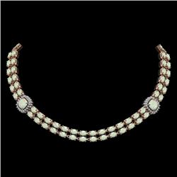 32.21 ctw Opal & Diamond Necklace 14K Rose Gold - REF-456W4H - SKU:44697