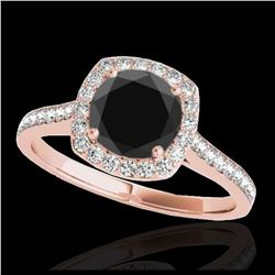 1.40 ctw VS Black Diamond Solitaire Halo Ring 10K Rose Gold - REF-46F2N - SKU:34188
