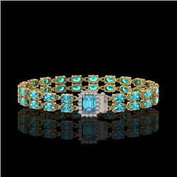 17.24 ctw Swiss Topaz & Diamond Bracelet 14K Yellow Gold - REF-171X8R - SKU:45742