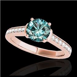 1.50 ctw SI Fancy Blue Diamond Solitaire Ring 10K Rose Gold - REF-130K9W - SKU:34931
