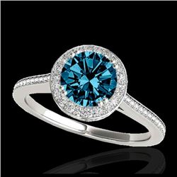 2.03 ctw SI Fancy Blue Diamond Halo Ring 10K White Gold - REF-252Y3X - SKU:33540