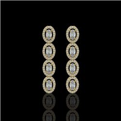 3.84 ctw Oval Diamond Earrings 18K Yellow Gold - REF-334W6H - SKU:42892