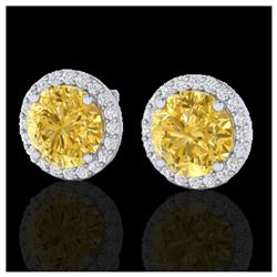 4 ctw Citrine & Halo VS/SI Diamond Earrings 18K White Gold - REF-62R2K - SKU:21486