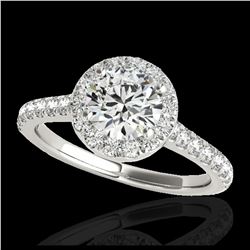 1.40 ctw H-SI/I Diamond Solitaire Halo Ring 10K White Gold - REF-136M4F - SKU:33580
