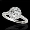 Image 1 : 1.40 ctw H-SI/I Diamond Solitaire Halo Ring 10K White Gold - REF-136M4F - SKU:33580