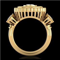 2.62 ctw VS/SI Diamond Solitaire Art Deco 3 Stone Ring 18K Yellow Gold - REF-343M5F - SKU:37090