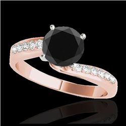 1.15 ctw VS Black Diamond Bypass Solitaire Ring 10K Rose Gold - REF-43F6N - SKU:35067