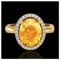 2.50 ctw Citrine And VS/SI Diamond Ring 18K Yellow Gold - REF-50X2R - SKU:21102