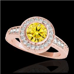 2 ctw SI/I Fancy Intense Yellow Diamond Halo Ring 10K Rose Gold - REF-237Y8X - SKU:33908
